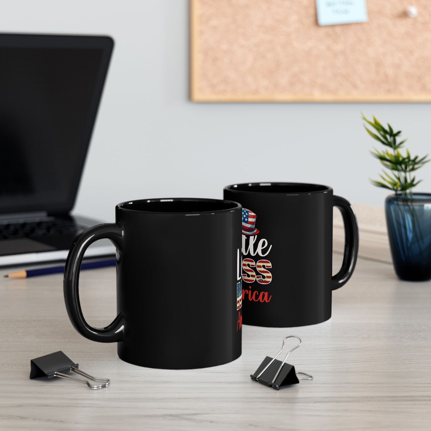 Little Miss America Coffee Mug – Patriotic Girl USA Mug – Red White Blue Cute Americana Cup – 4th of July Gift Black Mug (11oz, 15oz)