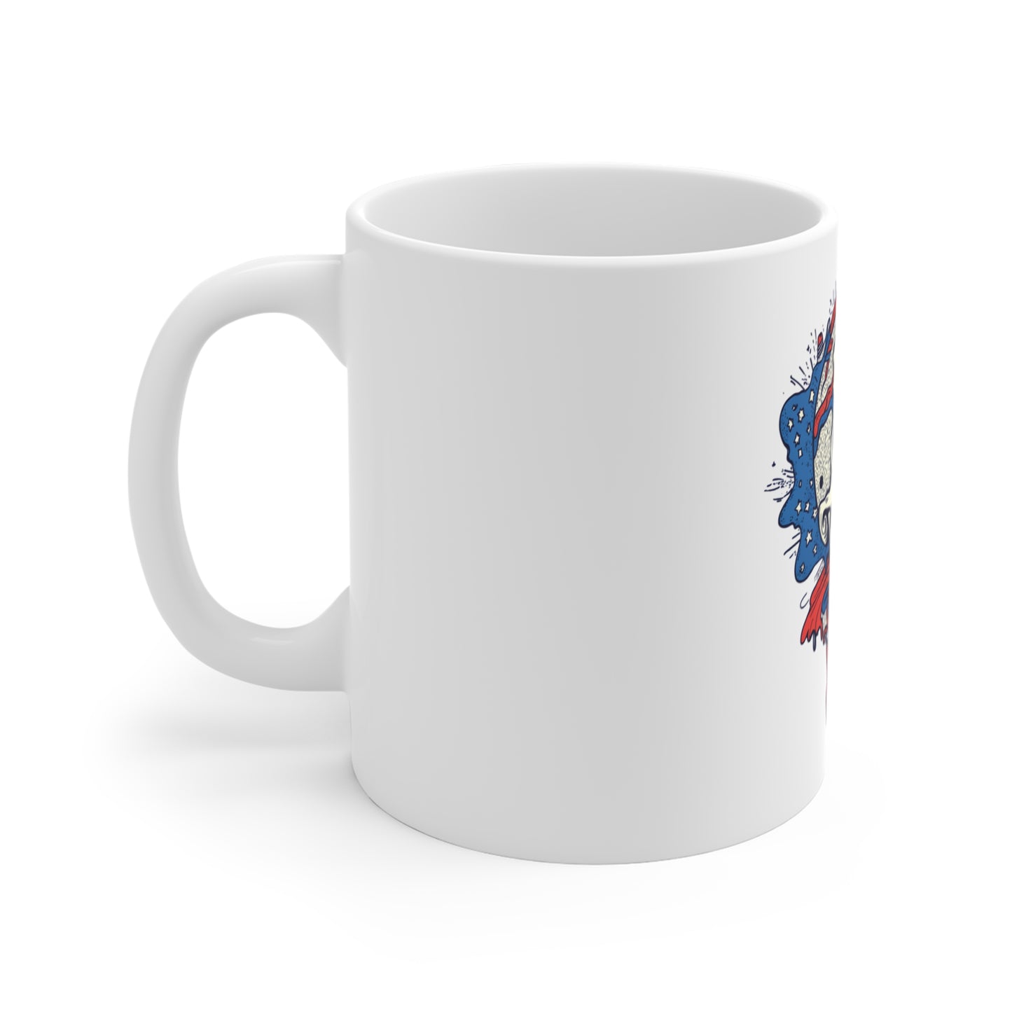 Skull with American Flag 11oz Mug — Patriotic Drip Skull Coffee Cup