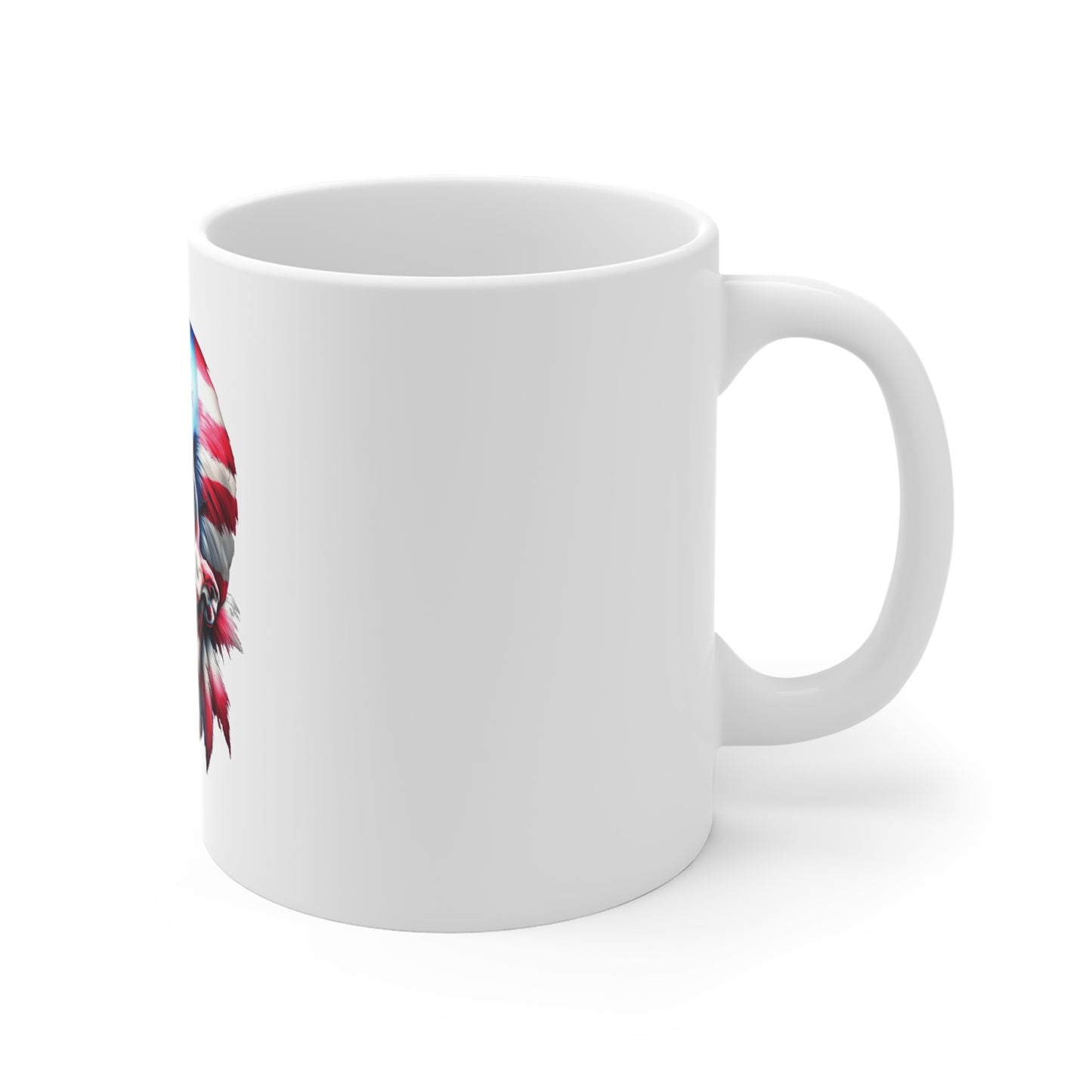 Patriotic Eagle Skull Coffee Mug – American Flag Skull with Eagle Beak – Fierce USA Freedom Mug – Bold Patriotic Mug 11oz