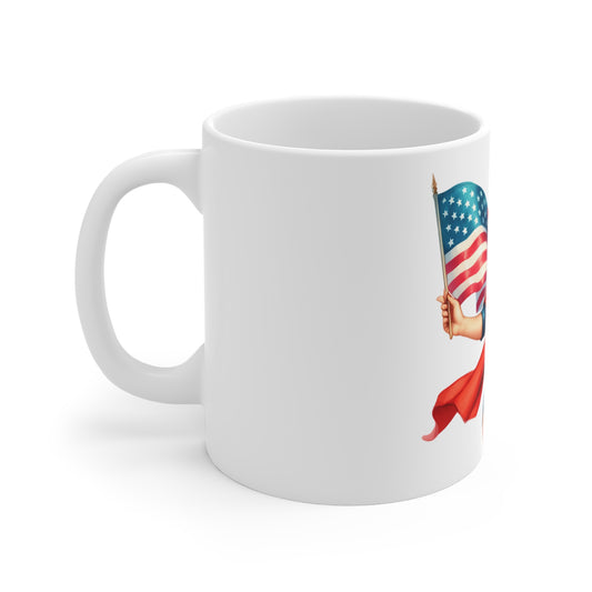 Patriotic Glam Pin Up Mug – American Flag Sunglasses Woman Coffee Mug – Vintage Americana Chic Cup – 4th of July Gift – USA Style Mug Patriotic Pin-Up Girl Coffee Mug – Retro 4th of July USA Flag...