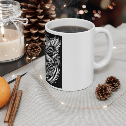Grunge American Flag Paint Stroke Mug – Artistic USA Flag Coffee Mug – Abstract Patriotic Cup – Modern Americana Mug Mug 11oz