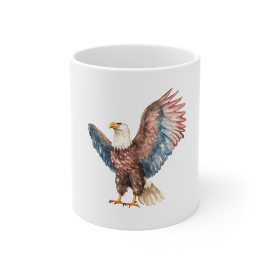 Eagle Watercolor Mug - Patriotic Bald Eagle Coffee Cup, 11oz
