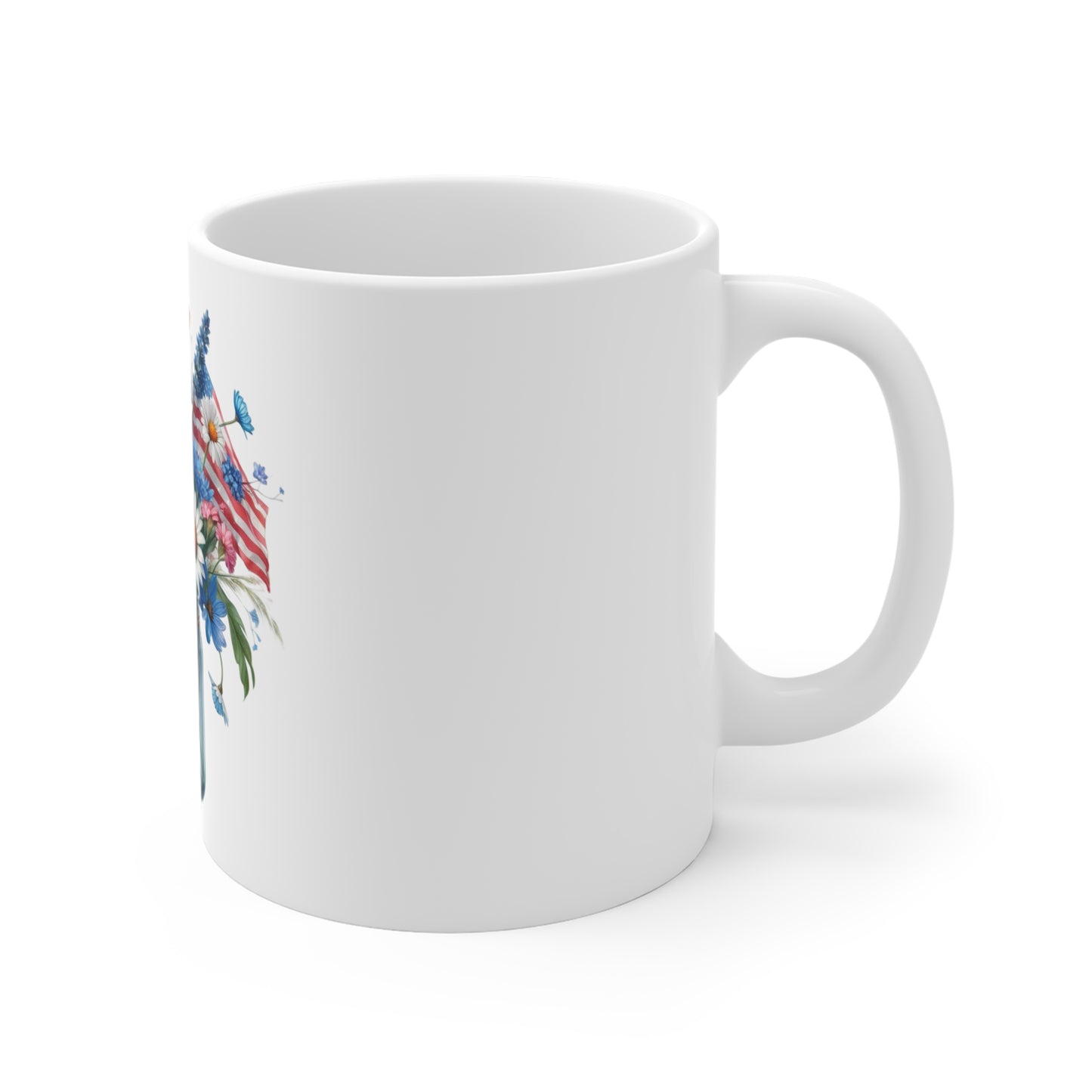Patriotic Tulip & Daisy Mason Jar Coffee Mug – Red White Blue Floral Mug – Americana Wildflower Bouquet Cup – 4th of July Gift Mug Patriotic Wildflower Jar Mug — 11oz Floral Americana Coffee Cup...
