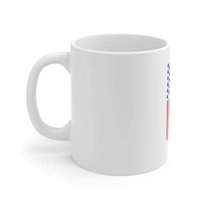Dripping Vertical American Flag Coffee Mug – Distressed USA Flag Mug – Grunge Patriotic Paint Drip Cup – Red White Blue Gift Mug 11oz