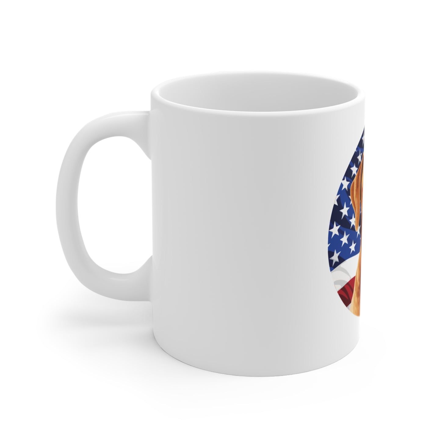 Patriotic Chesapeake Bay Retriever Coffee Mug – American Flag Dog Mug – USA Hunting Dog Cup – Outdoor Americana Gift Mug 11oz