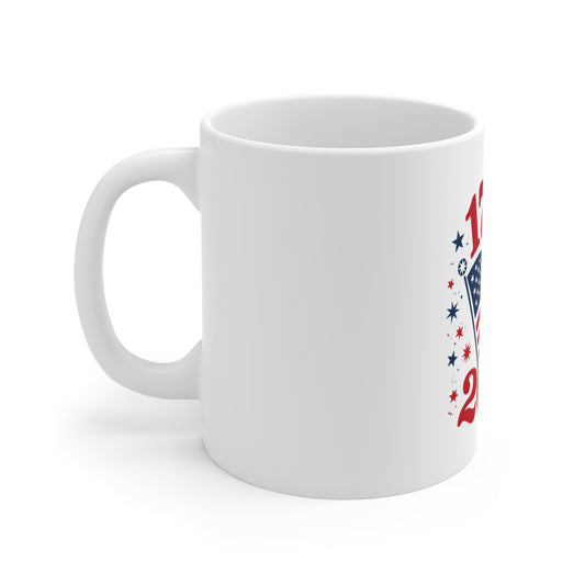 1776–2026 American Flag Mug — Patriotic 4th of July Coffee Cup