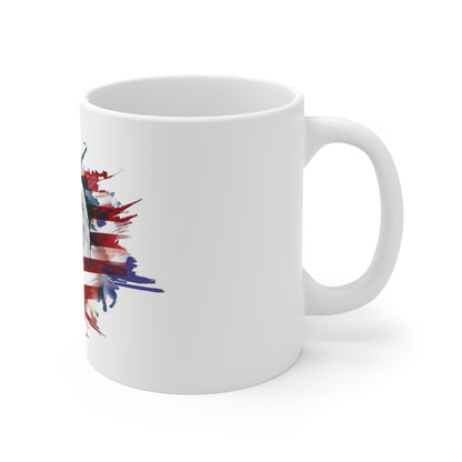 Patriotic Eagle 11oz Coffee Mug — American Flag Bald Eagle Design