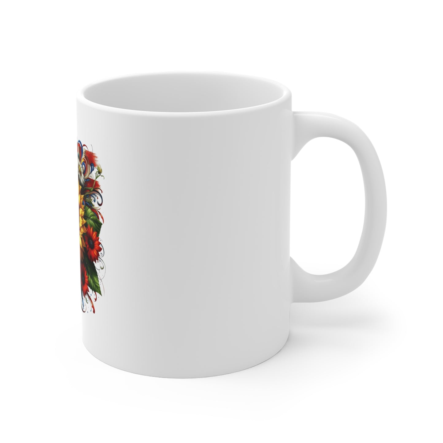 American Sunflower Mug — Patriotic Flag Floral Coffee Cup (11 oz)