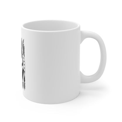 Stealth Gas Mask Skull Mug – Blacked-Out Tactical Skull Coffee Cup – American Flag Survival Design Mug 11oz