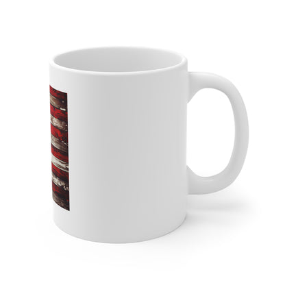 Bold American Flag Wood Coffee Mug – Vivid Rustic USA Flag Mug – Deep Grain Wooden Patriotic Cup – Americana Gift American Flag Rustic Wood 11oz Mug - Patriotic USA Coffee Cup for Veterans, 4th of...