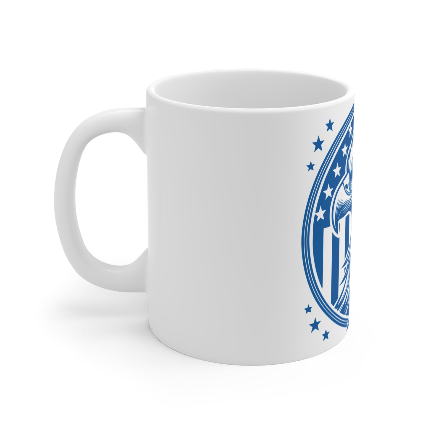 Patriotic Eagle Badge Coffee Mug – USA Eagle Crest Mug – American Flag Shield Cup – Bold Freedom Emblem Mug 11oz