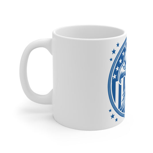 Patriotic Eagle Badge Coffee Mug – USA Eagle Crest Mug – American Flag Shield Cup – Bold Freedom Emblem Mug 11oz