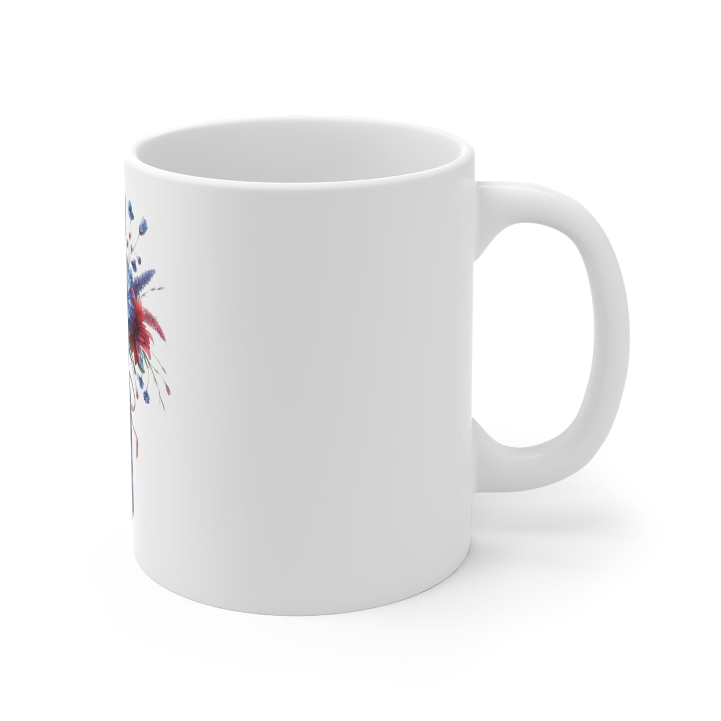 Patriotic Floral Mason Jar Coffee Mug – Red White Blue Flower Arrangement Mug – Americana Wildflower Vase Cup – Rustic 4th of July Gift Patriotic Mason Jar Floral Mug – 11oz Red White Blue Bouquet...