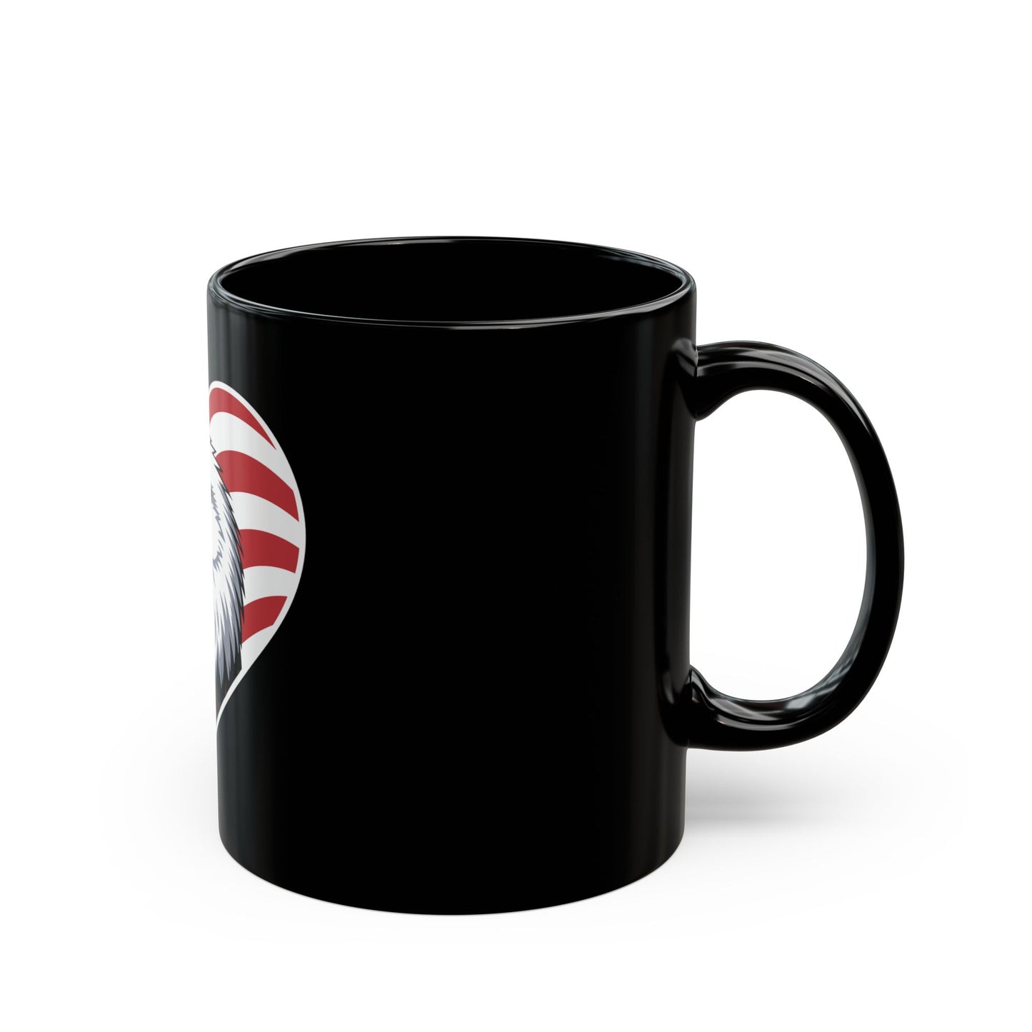 Patriotic Eagle Heart Mug – American Flag Heart Eagle Coffee Mug – USA Bald Eagle Pride Cup – Patriotic Gift Mug Black Mug (11oz, 15oz)
