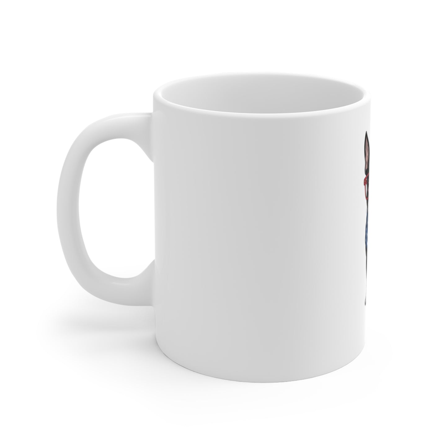 Patriotic Boston Terrier Mug — American Flag Scarf & Red Glasses 11oz