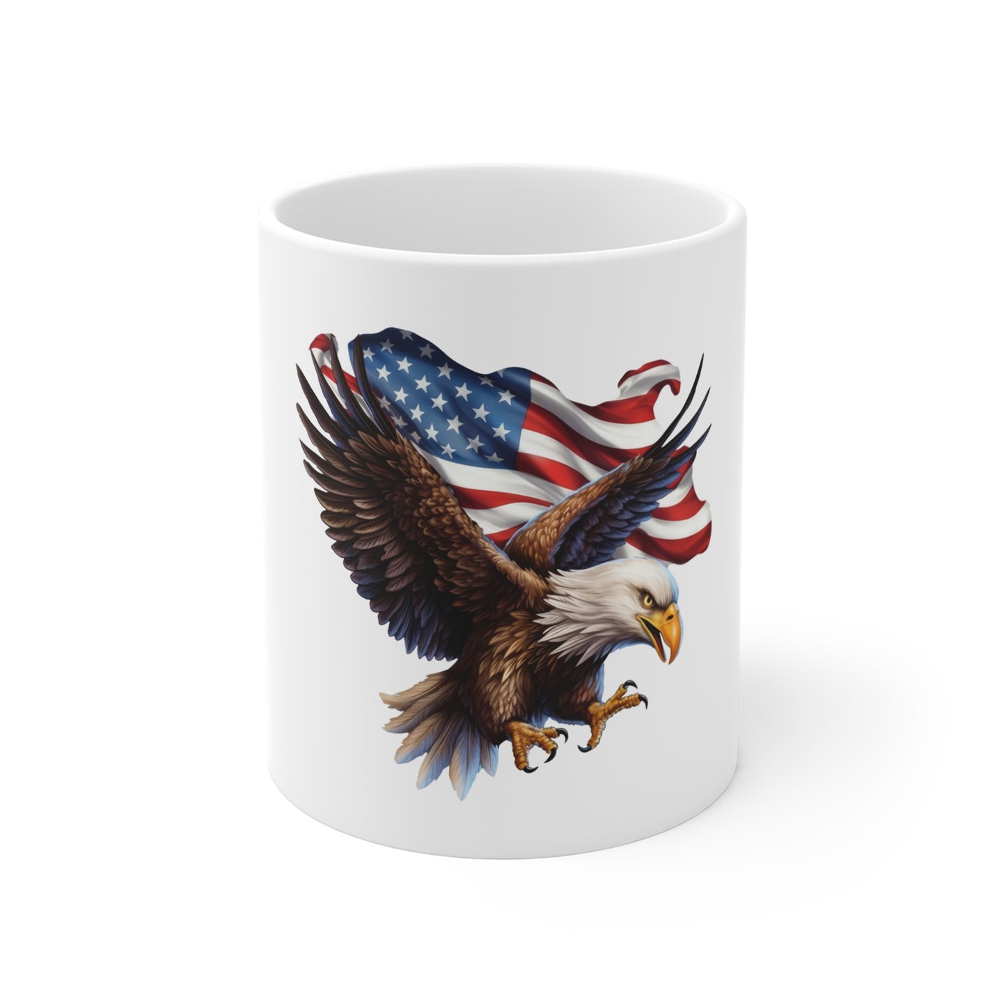 American Eagle Mug — Bald Eagle with U.S. Flag 11oz