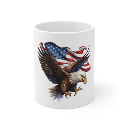 American Eagle Mug — Bald Eagle with U.S. Flag 11oz