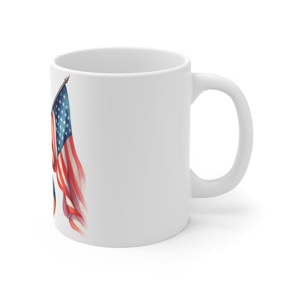 Patriotic Retro Pin Up Mug – American Flag Sunglasses Woman Coffee Mug – Vintage USA Glam Cup – 4th of July Gift – Americana Style Mug Patriotic Pin-Up Girl Coffee Mug — Vintage 4th of July American...