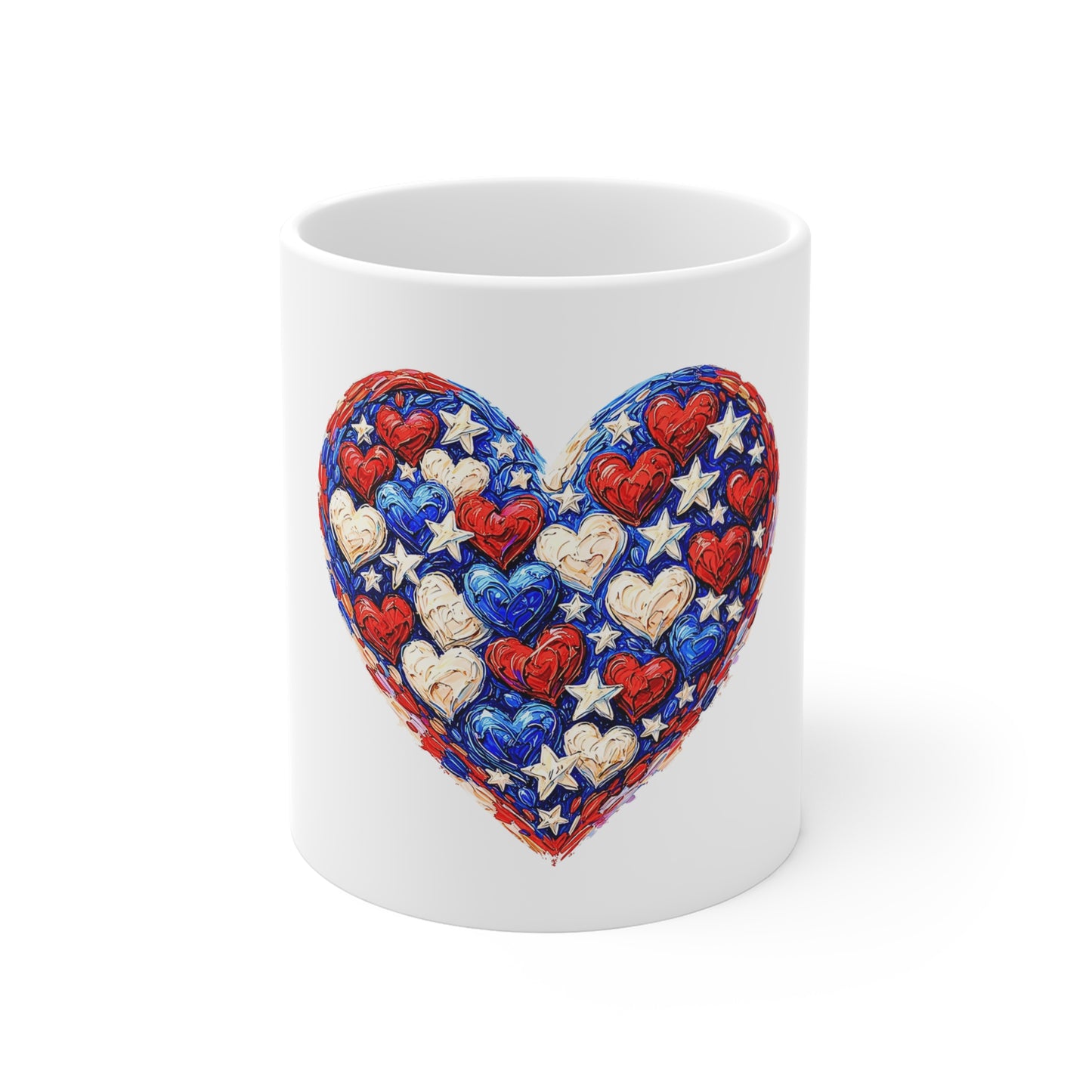 Patriotic Heart Mug - 11oz American Flag Heart Coffee Cup