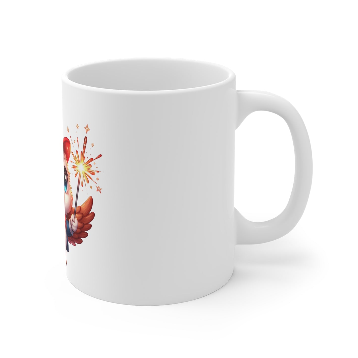 Cute Patriotic Eagle Coffee Mug – Uncle Sam Bird Mug – Adorable Americana Eagle Cup – Sparkler USA Animal Mug 11oz