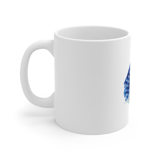 American Flag Watercolor Mug – Patriotic 11oz Coffee Cup