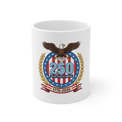 USA 250th Anniversary Eagle Emblem Coffee Mug – 1776–2026 Patriotic Seal Mug – American Freedom Crest Cup Mug 11oz