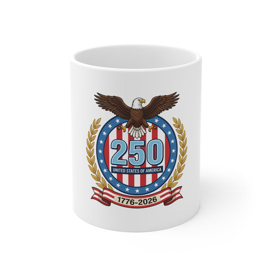 USA 250th Anniversary Eagle Emblem Coffee Mug – 1776–2026 Patriotic Seal Mug – American Freedom Crest Cup Mug 11oz