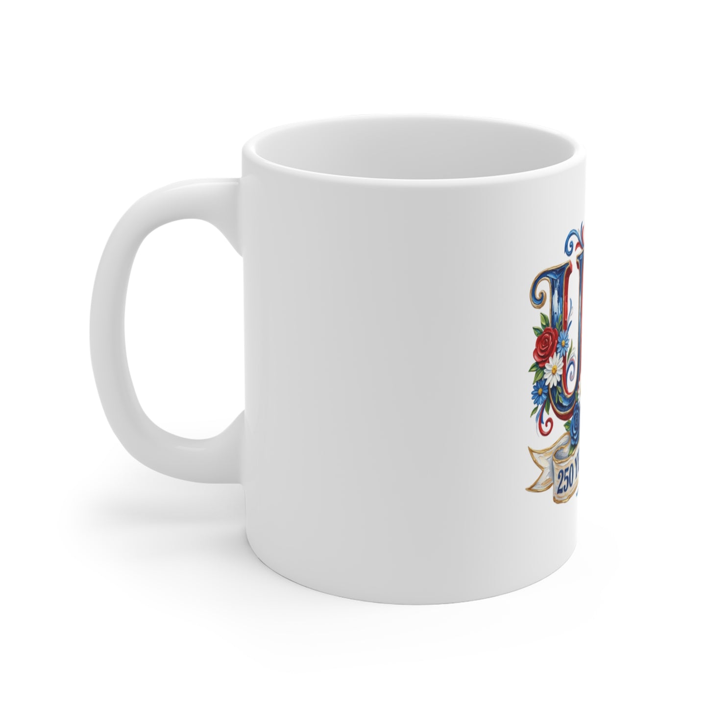USA 250 Years of Freedom Coffee Mug — Patriotic 11oz Independence Day Gift