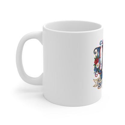 USA 250 Years of Freedom Coffee Mug — Patriotic 11oz Independence Day Gift