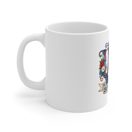 USA 250 Years of Freedom Coffee Mug — Patriotic 11oz Independence Day Gift