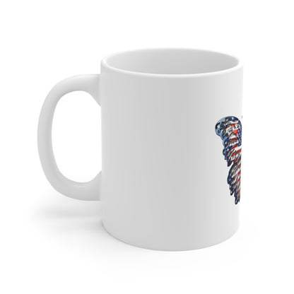 Distressed American Flag Butterfly Mug – Rustic Patriotic Butterfly Coffee Mug – Grunge USA Wing Design – Vintage Americana Gift Patriotic Butterfly Mug - American Flag 11oz Coffee Cup