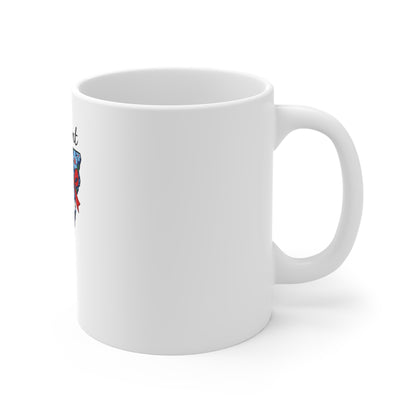 Vermont Floral State Shape Mug — 11oz Patriotic Red & Blue Flower Gift