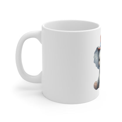 Cute Patriotic Elephant Coffee Mug – Uncle Sam Elephant Mug – Adorable Americana Animal Cup – USA Baby Elephant Gift Mug 11oz