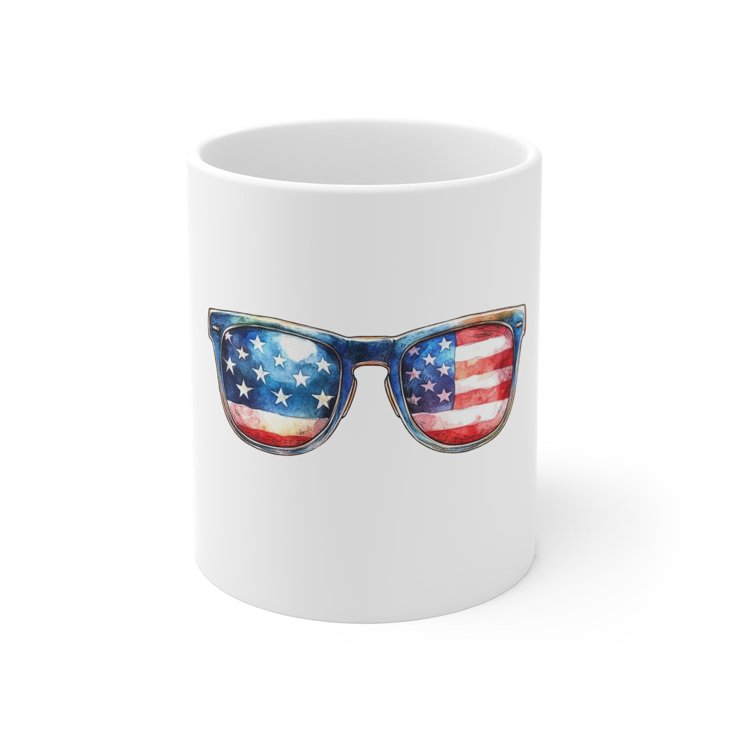 American Flag Sunglasses Mug — 11oz Patriotic Coffee Cup for 4th of July & Gifts
