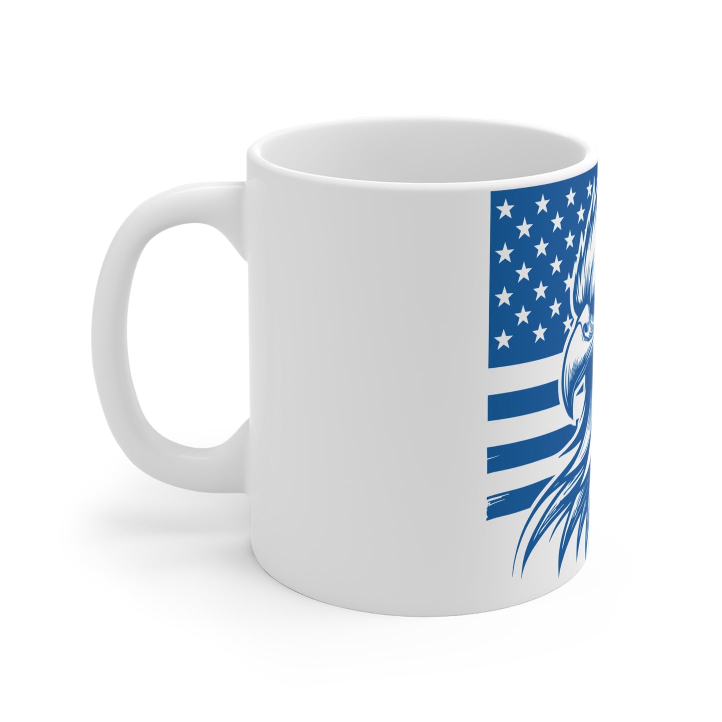 Patriotic Eagle Head Coffee Mug – USA Flag Eagle Graphic Mug – Bold American Pride Cup – Freedom Eagle Art Mug 11oz