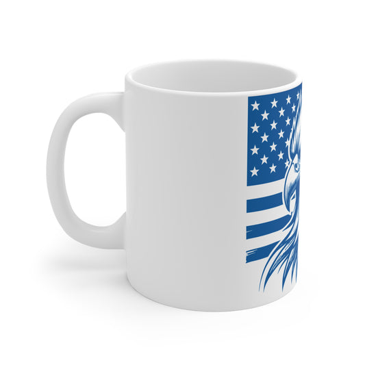 Patriotic Eagle Head Coffee Mug – USA Flag Eagle Graphic Mug – Bold American Pride Cup – Freedom Eagle Art Mug 11oz