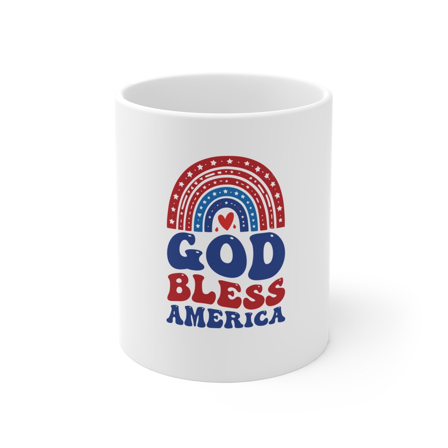 Patriotic Mug — "God Bless America" Red White Blue Coffee Cup