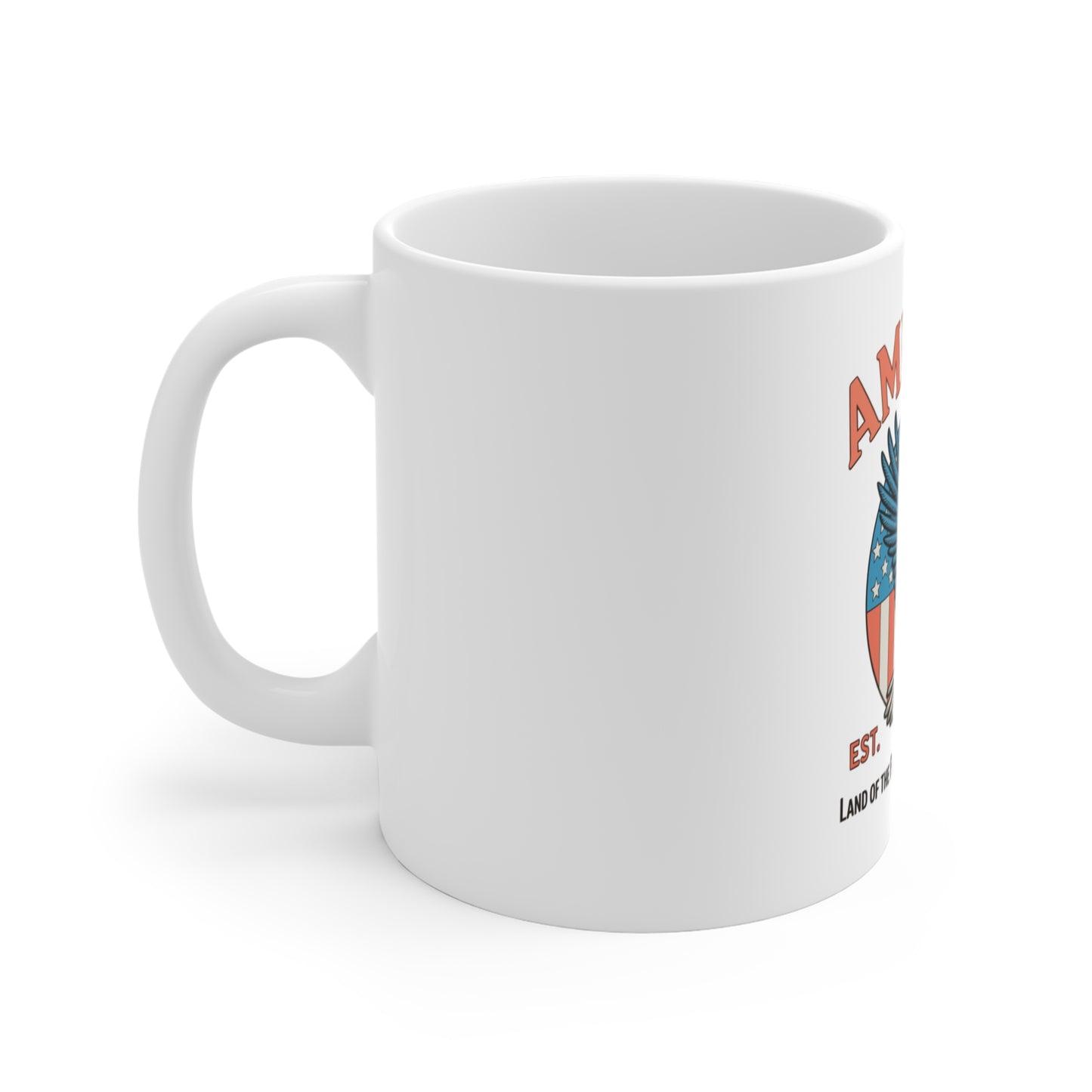 America Eagle Mug — Patriotic 11oz Coffee Cup (Land of the Free, Est.1776)