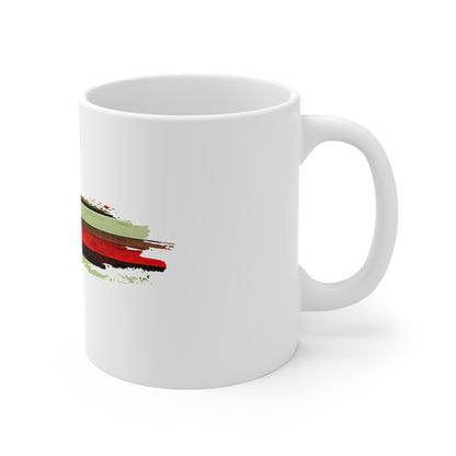 Abstract American Flag Brush Stroke Mug – Artistic USA Flag Coffee Cup – Modern Patriotic Art Design Mug 11oz
