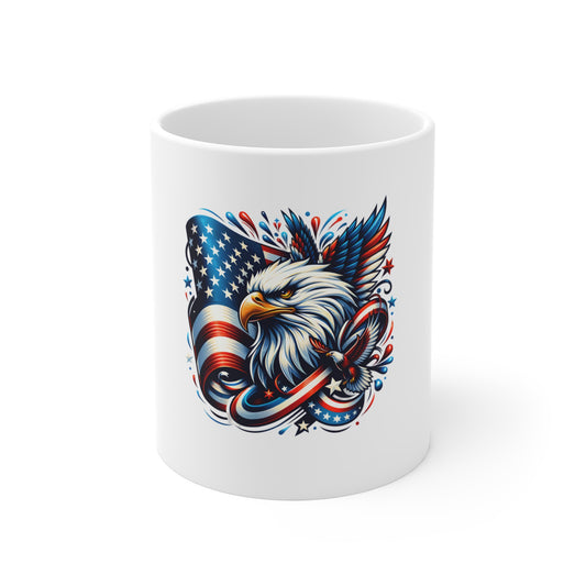 Patriotic Eagle Mug – American Flag 11oz Coffee Cup