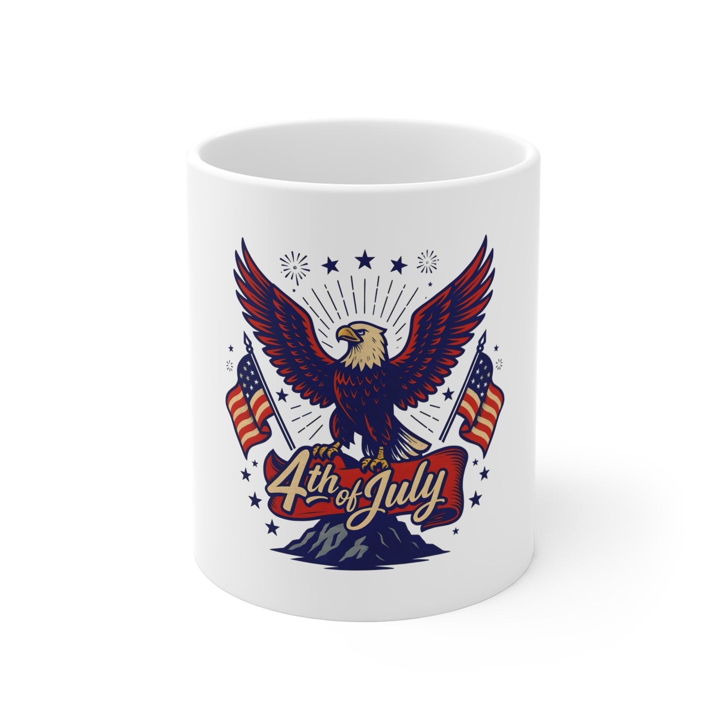 4th of July Eagle Coffee Mug - Patriotic American Flag 11oz