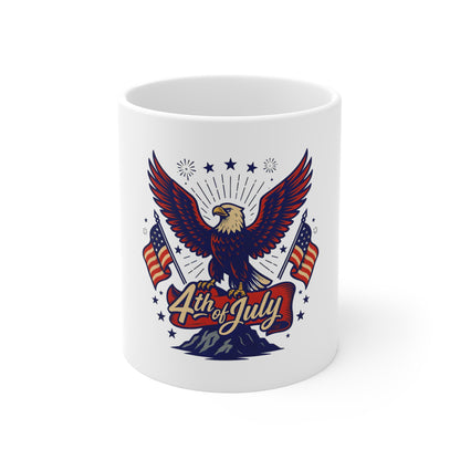 4th of July Eagle Coffee Mug - Patriotic American Flag 11oz