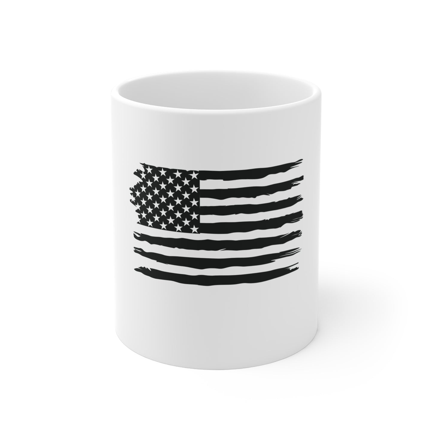 Blacked Out American Flag Mug – Stealth USA Flag Coffee Mug – Minimalist Tactical Patriotic Cup – Modern American Pride Gift Mug 11oz