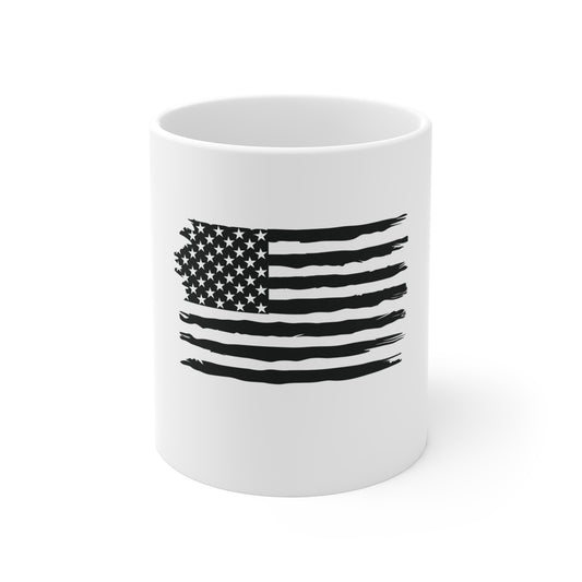 Blacked Out American Flag Mug – Stealth USA Flag Coffee Mug – Minimalist Tactical Patriotic Cup – Modern American Pride Gift Mug 11oz