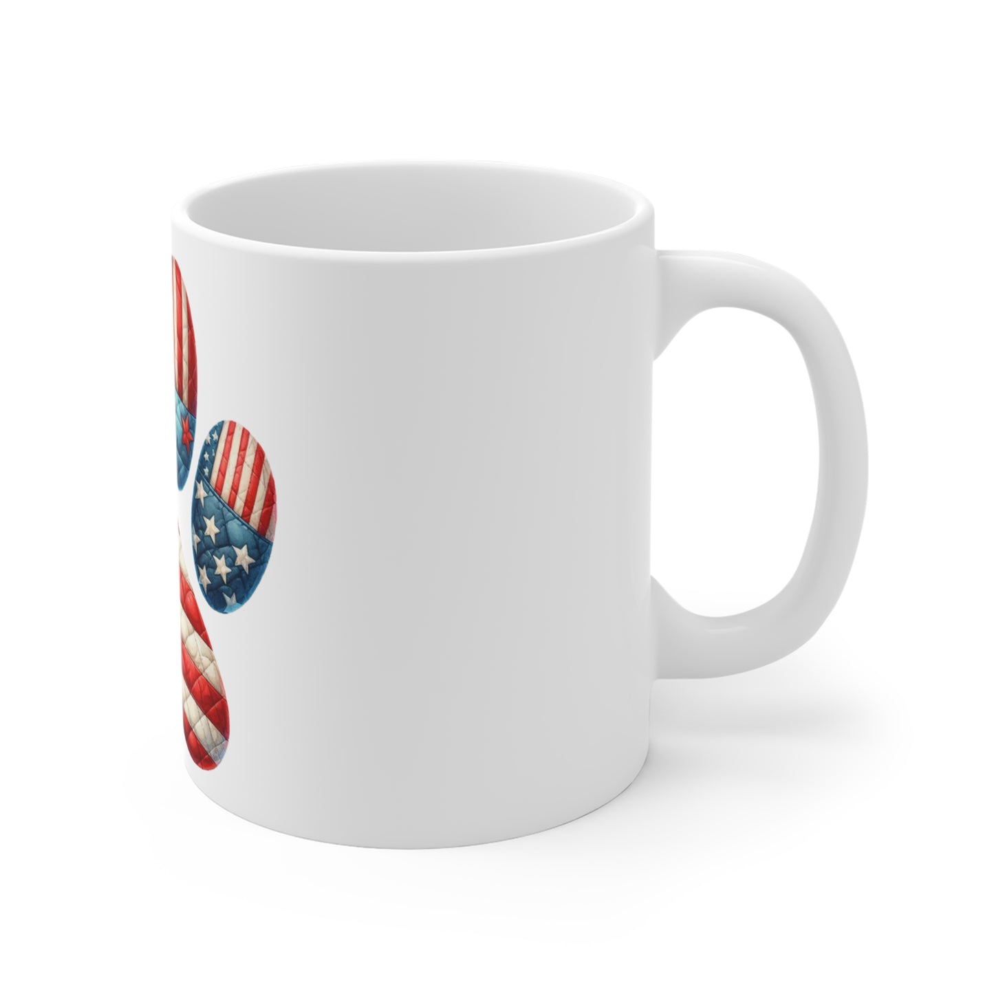 American Flag Dog Paw Coffee Mug – Bold Patchwork USA Paw Print Mug – Red White Blue Dog Lover Mug – Patriotic Pet Gift Cup Patriotic Paw Print Mug — American Flag Dog Lover 11oz Coffee Cup
