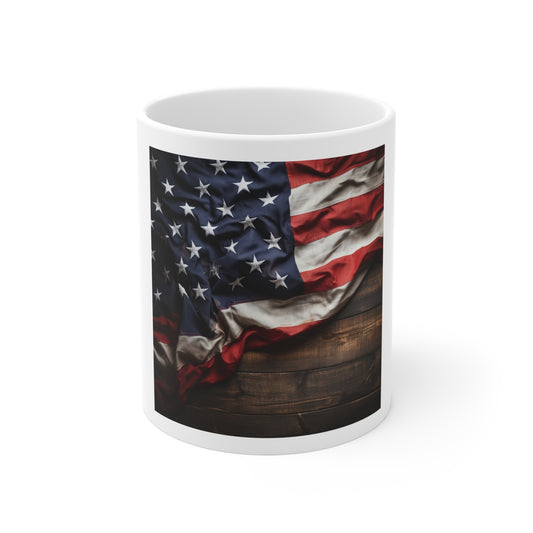 Close-Up American Flag Coffee Mug – Rustic Wood USA Flag Mug – Realistic Patriotic Mug – Vintage Americana Coffee Cup American Flag 11oz Ceramic Mug — Rustic Patriotic Stars & Stripes Coffee Cup...