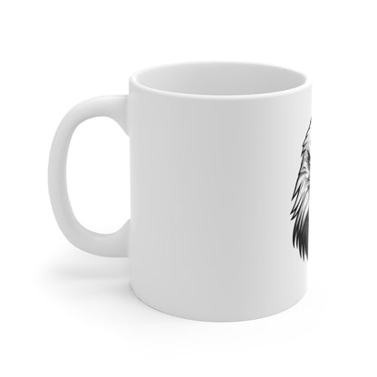Black & White Eagle Mug – Bold Bald Eagle Coffee Mug – Minimalist American Symbol Cup – Strong Patriotic Gift Mug 11oz