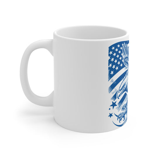Patriotic Eagle Coffee Mug – Bold Americana Eagle Mug – USA Flag Eagle Art Cup – Strong American Pride Mug 11oz