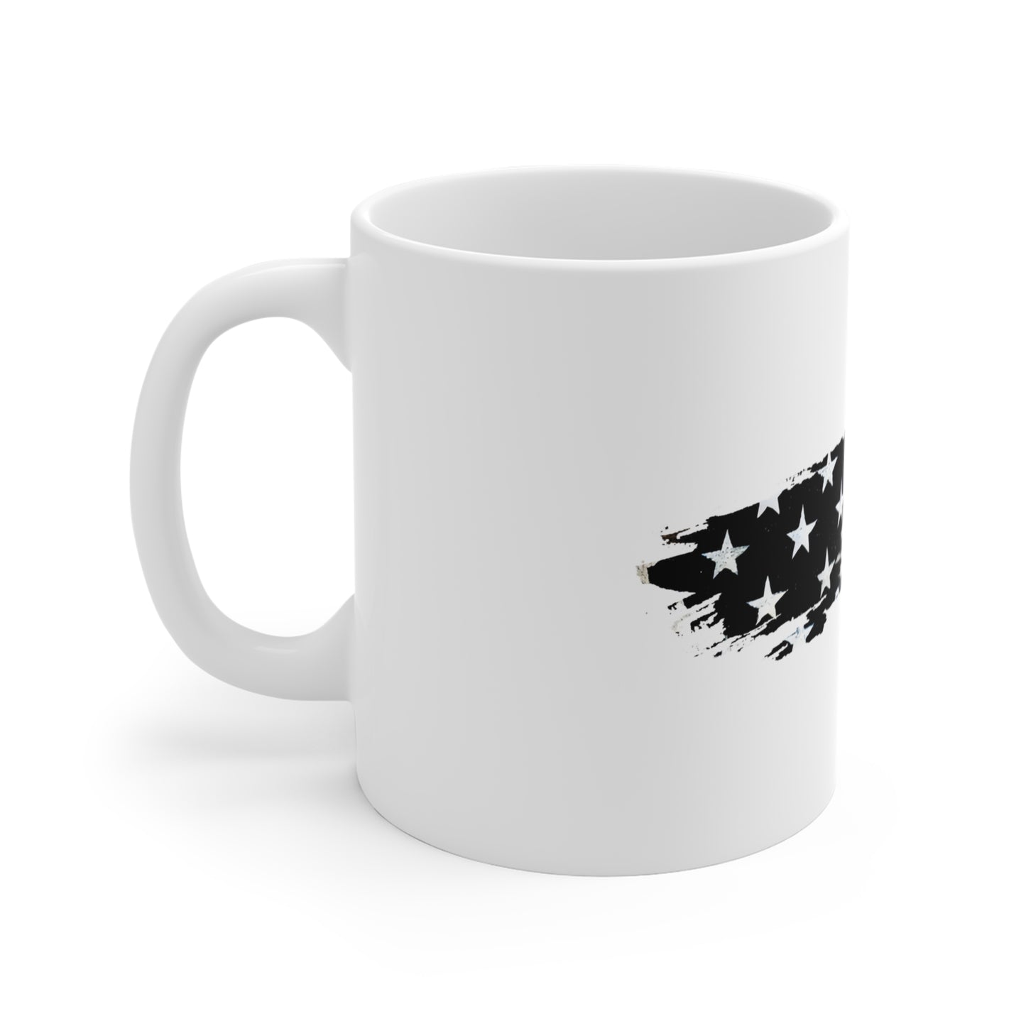 Grunge USA Flag Brush Stroke Mug – High Contrast American Flag Coffee Cup – Bold Patriotic Black & Red Design Mug 11oz