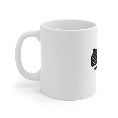 USA Map American Flag Coffee Mug – Black & White United States Flag Mug – Patriotic USA Silhouette Design Cup – Modern Freedom Gift Mug Mug 11oz